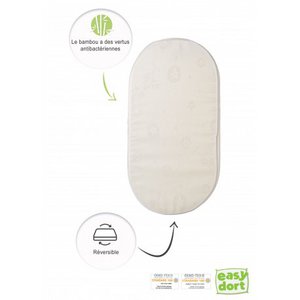 OVAL Bamboo bassinet mattress with rounded corners 32x72 cm