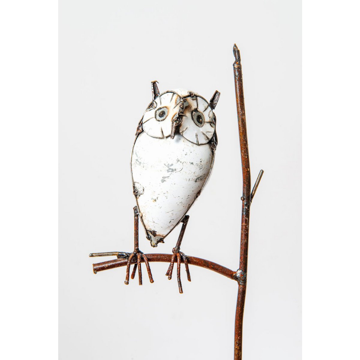 Zimba-Arts METAL WHITE OWL ON STICK