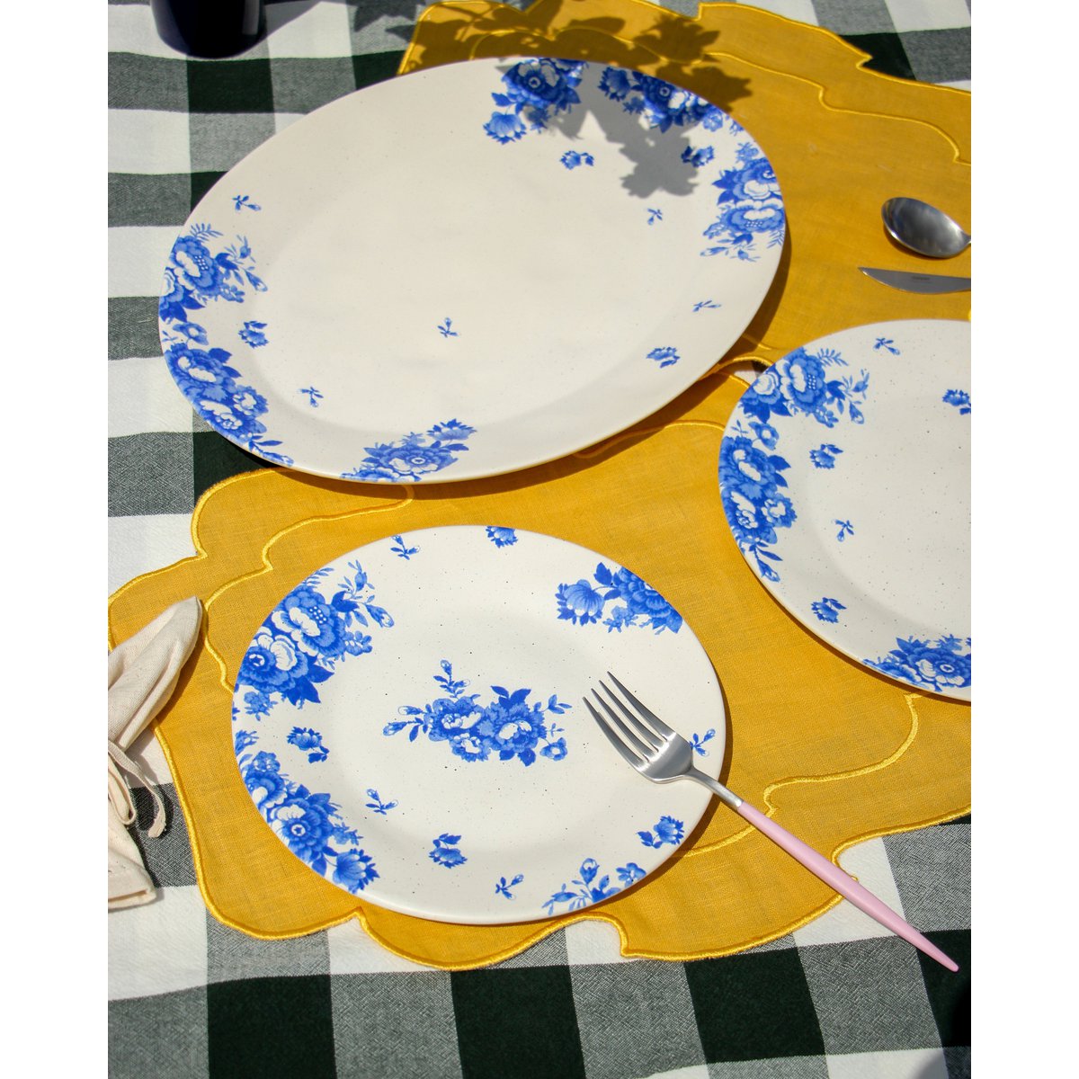 Dessertplade vintage blomster blå