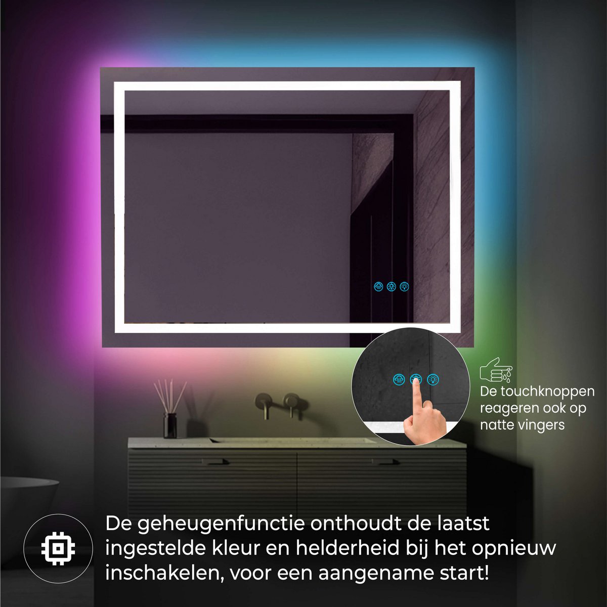 RGB-spiegel Lumoire Matrix horizontaal 100 cm