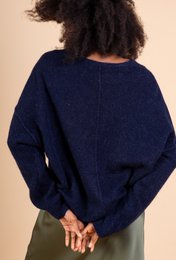 Dame cardigan - Premium kvalitet - Blød strik dyb V-hals med knapper - ALPACA/ULD - 23050