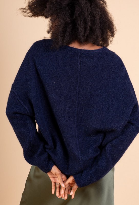 Dame cardigan - Premium kvalitet - Blød strik dyb V-hals med knapper - ALPACA/ULD - 23050