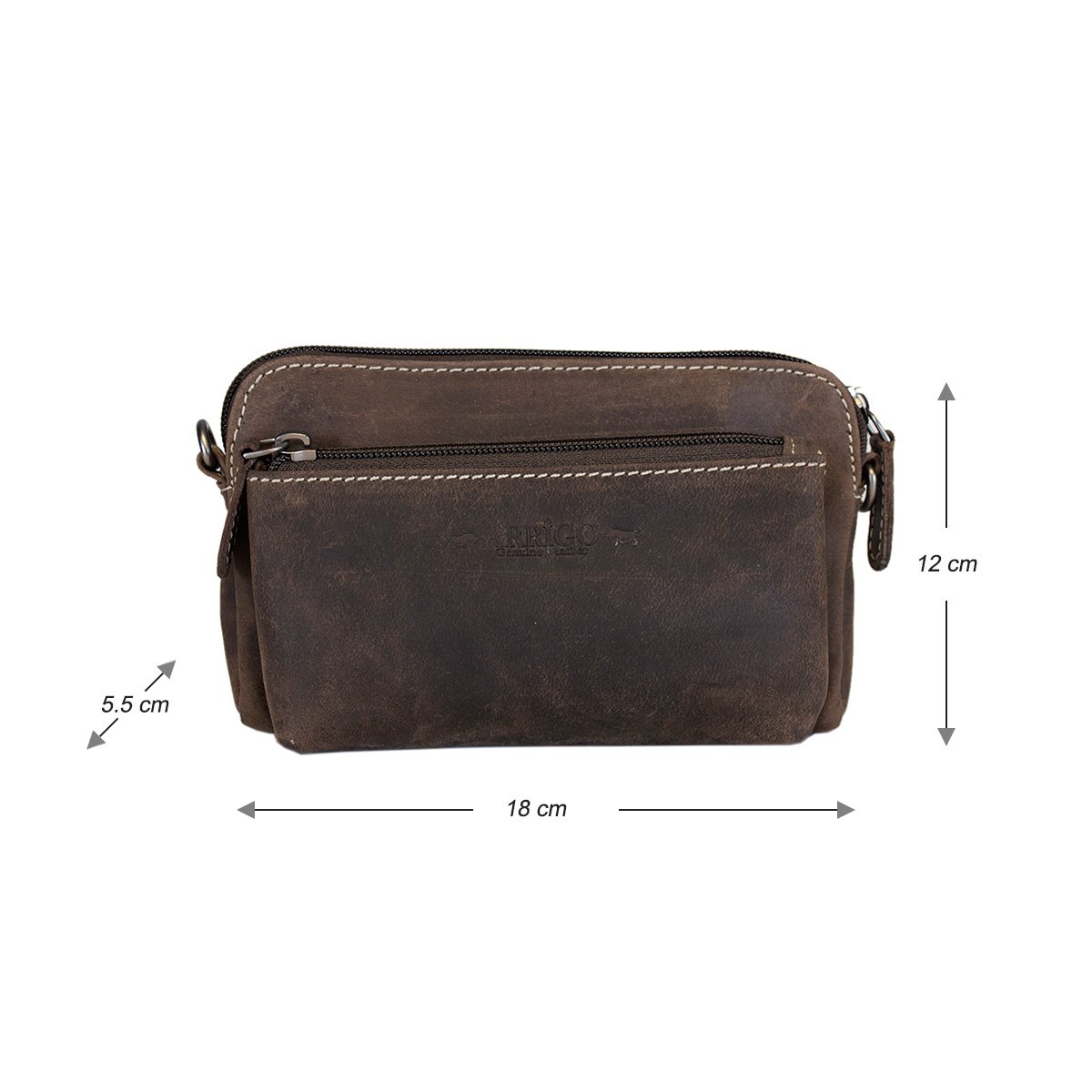 Schultertasche - Gürteltasche - Clutch aus schwarzem Büffelleder - 3 Farben Leder