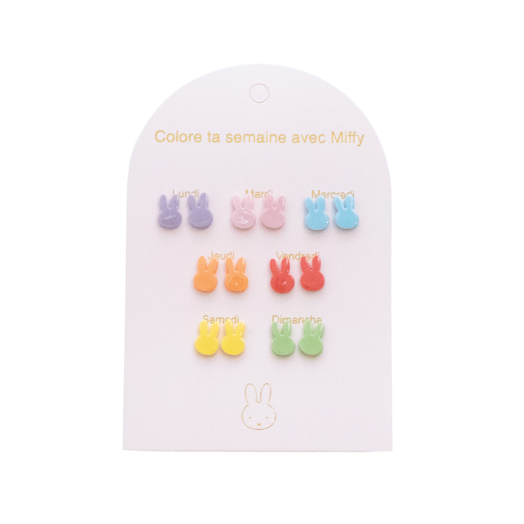 Set of 7 pairs of Miffy without nickel earrings