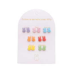 Set of 7 pairs of Miffy without nickel earrings