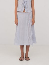 Falda midi blanca Lumora azul