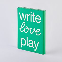 Write Love Play - Graphique L | Carnet A5+ | Journal pointillé | Points de 3,5 mm | 256 pages numérotées | Papier Premium 120g | cuir recyclé | produit de manière durable en Allemagne