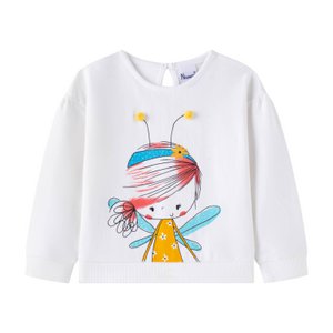 Baby-Sweatshirt mit Glitzerbommeln, Mädchenzeichnung