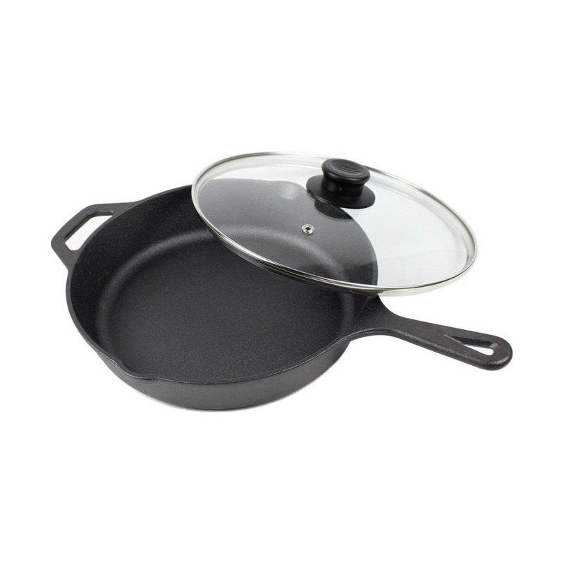 Skillet cast iron frying pan - 30 cm including lid