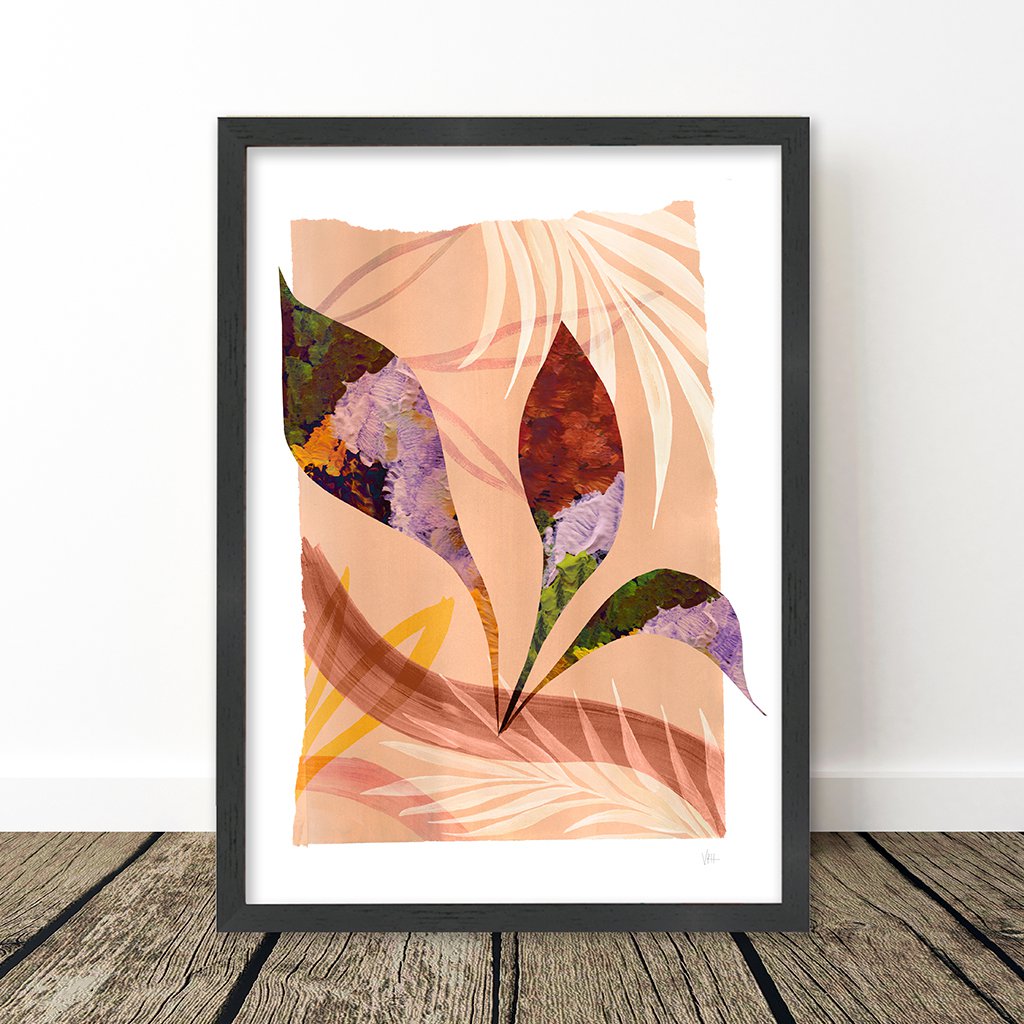 Terakota liść malarstwo Art Print