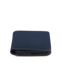 Convertible fabric wallet in black and dark blue colors, suitable for kids' backpacks.