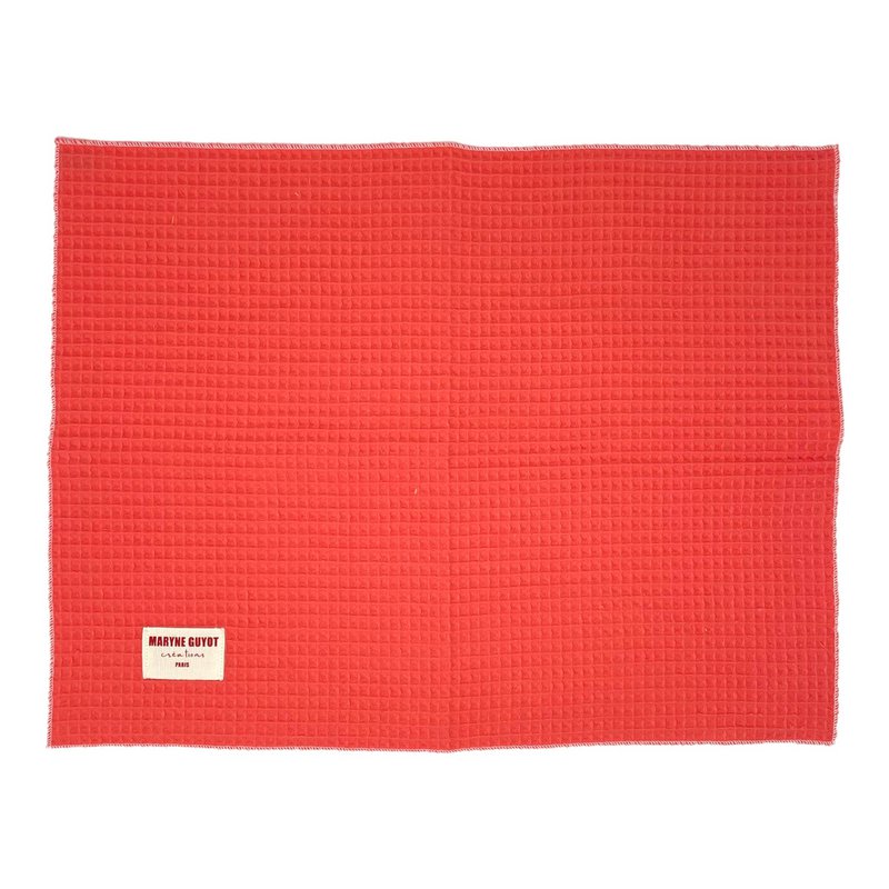 Plain textured placemat - Coral waffle - Set of 2