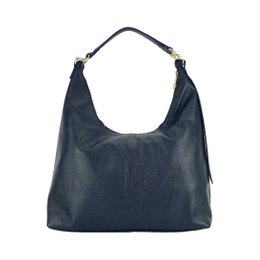 RB1017A | Soft women's shoulder bag in genuine leather Made in Italy with single handle and removable shoulder strap. Attachments with shiny gold metal snap hooks - Black color - Dimensions: 36 x 40 x 13 cm