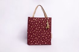 Stoffen cadeauzakjes Tote Style - Kerstcollectie - Bourgondië Gouden Sterren