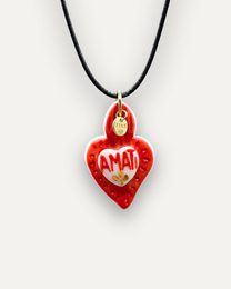 Anhänger – Amati-Anhänger aus rotem Herz aus Porzellan
