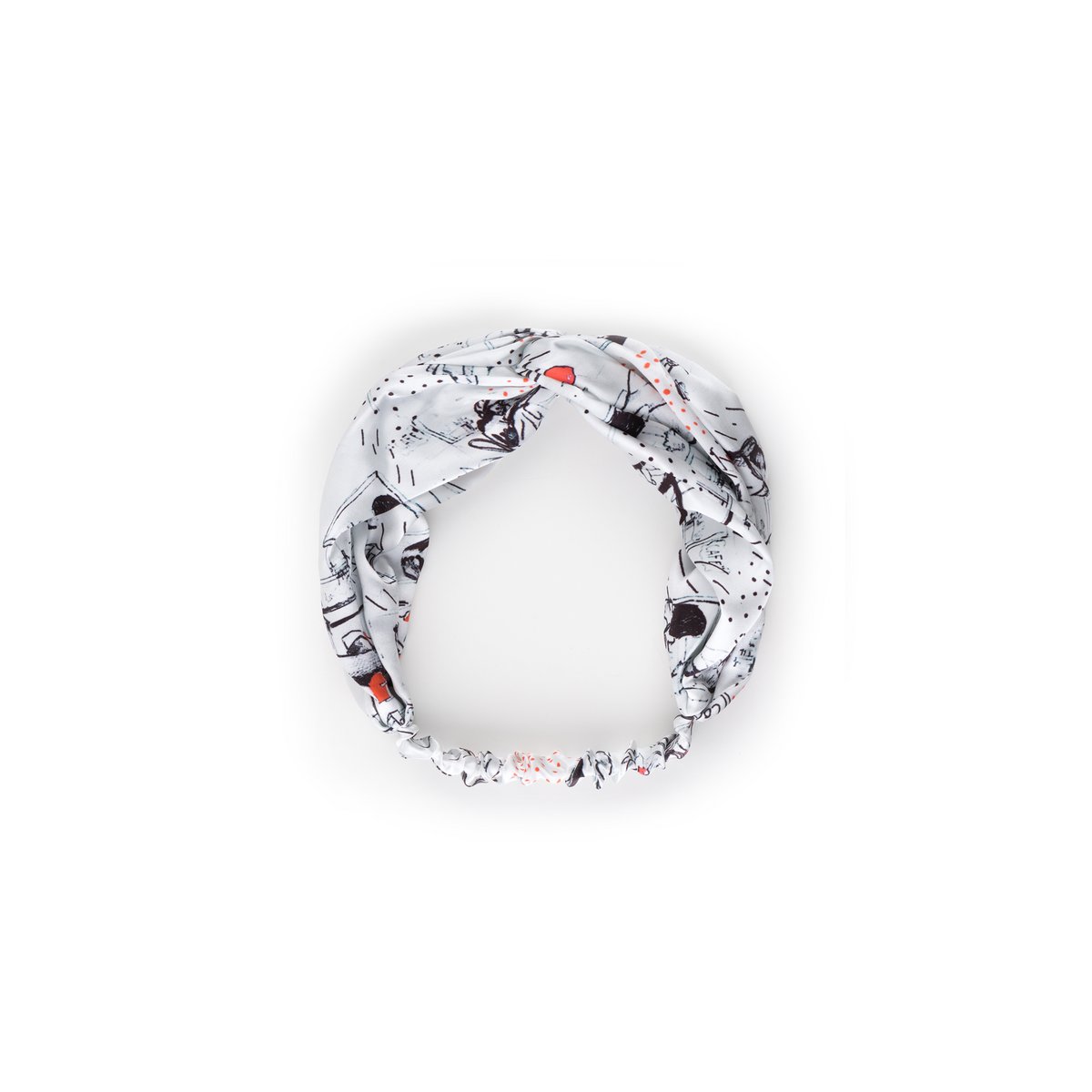 Diadema de seda con estampado de bocetos