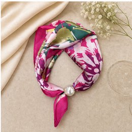 HS Pearl Scarf Satin Print Flowers - Multiple Prints