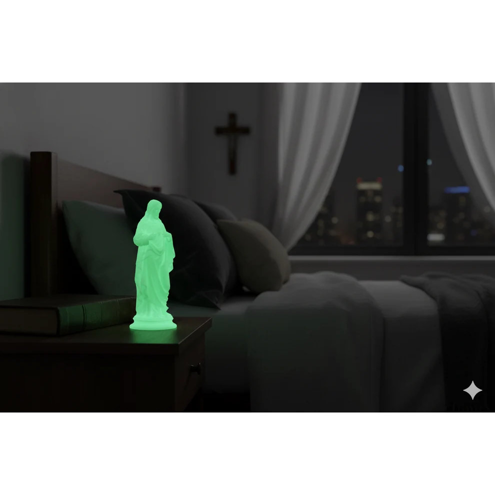 Statue du Sacré-Cœur – Finition verte phosphorescente