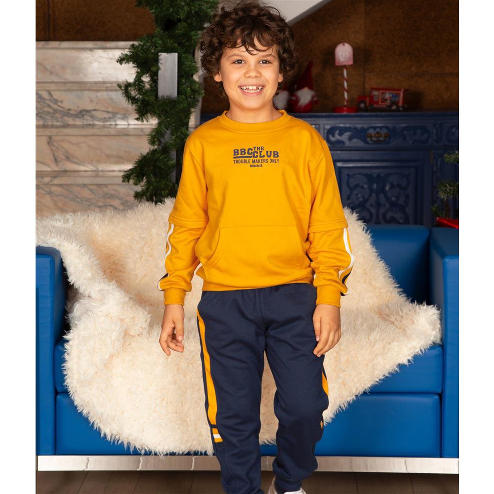 Monochrome Rubber Print Contrast Fleece Set