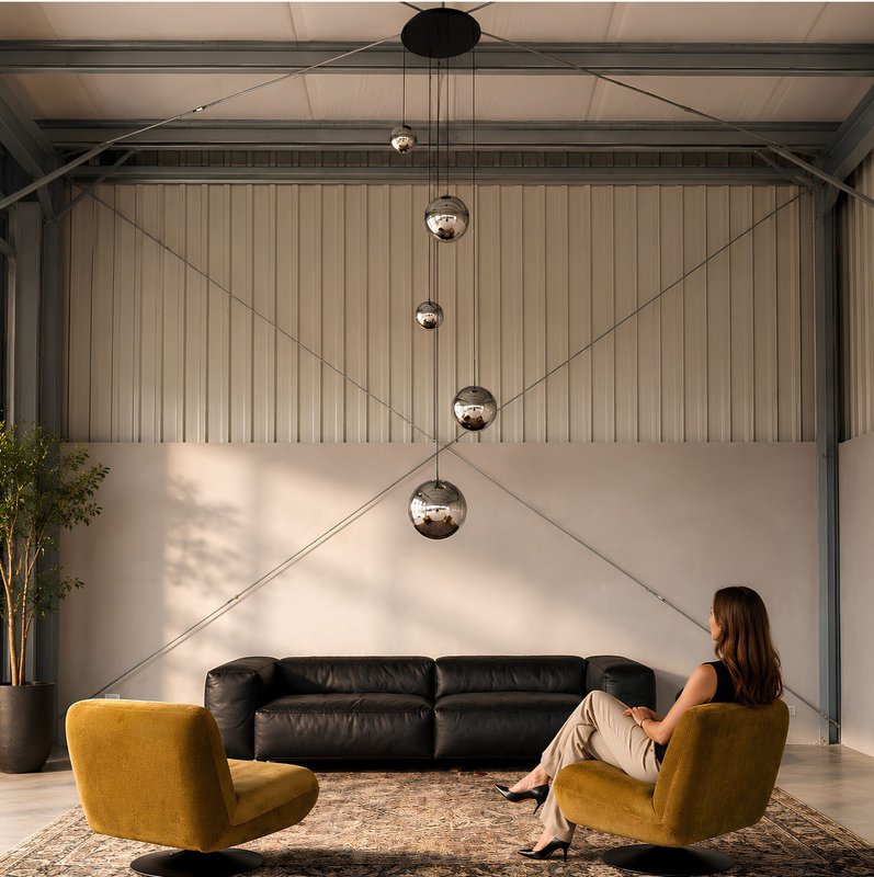 s.luce Orb galerie lumineuse boule en verre 500cm suspension noir