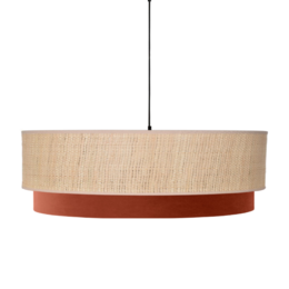 BAYA decorative pendant light in raffia and terracotta cotton