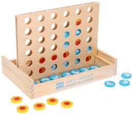  Wooden board game with colorful discs, day and night theme, educational toy for children