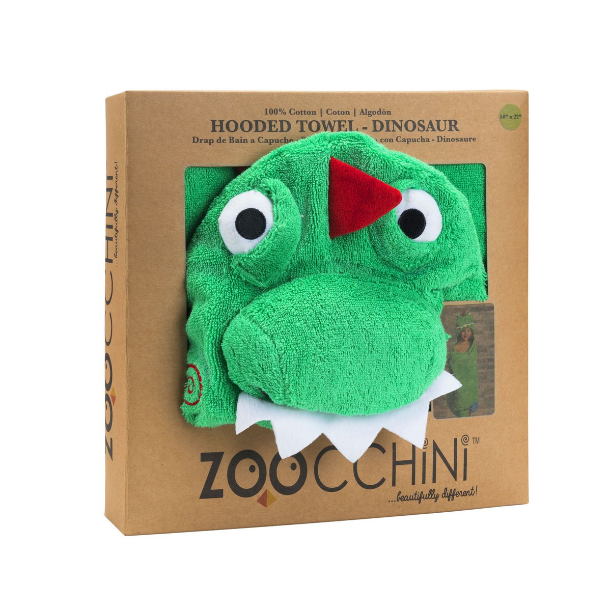 Toalla con capucha para niños Zoocchini - Devin el dinosaurio