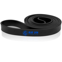 A black resistance band with the brand name "Powerband" printed on it. The band appears to be made of a durable, stretchy material and is suitable for fitness and exercise activities.