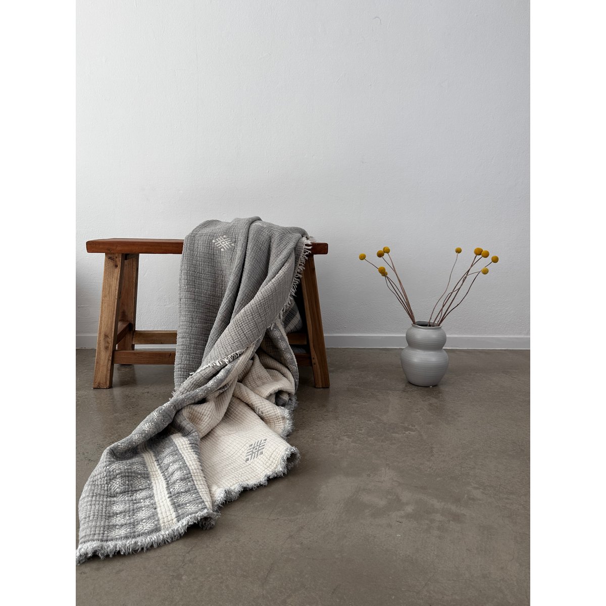 Muslin blanket - light gray-white - 2.20 x 2.50 m MESSE
