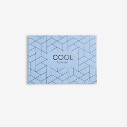 Postcard with geometric pattern and the text "COOL" printed on it.