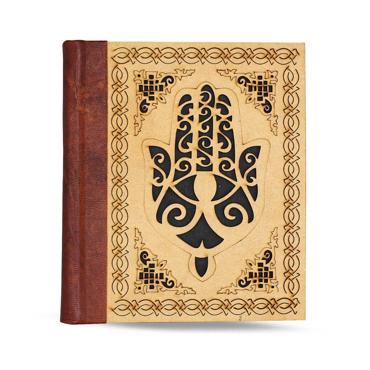 Leather Journal Humsa Hand with Leather Back