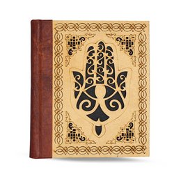 Leather Journal Humsa Hand with Leather Back
