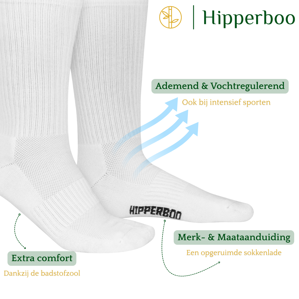 Hipperboo® 3 oder 6 Paar Bambus-Sportsocken | Tennissocken | Laufsocken | Nahtlos | Schwarz oder Weiß | Mehrere Größen