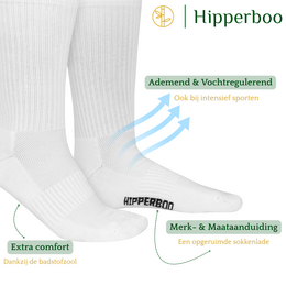 Hipperboo® 3 of 6 Paar Bamboe Sportsokken | Tennissokken | Hardloopsokken | Naadloos | Zwart of Wit | Meerdere maten
