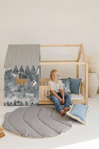 Canopy over bed in the shape of a house "Night sky", baby crib house, Decoration for boys's room, personalized baby houses baldachin