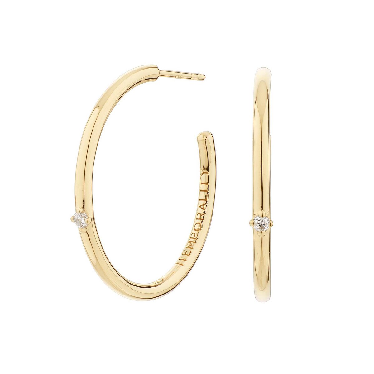 Golden hoop earrings with zirconia