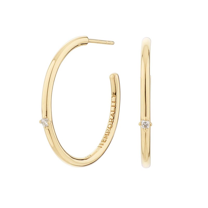 Golden hoop earrings with zirconia