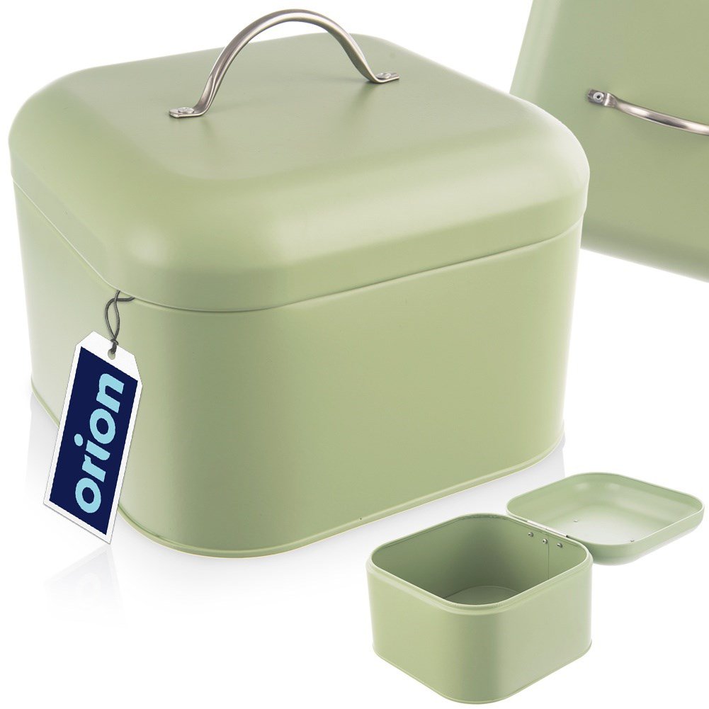 Brood bin metaal groengeelachtig 20x20x17 cm