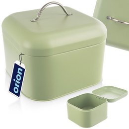 Brood bin metaal groengeelachtig 20x20x17 cm