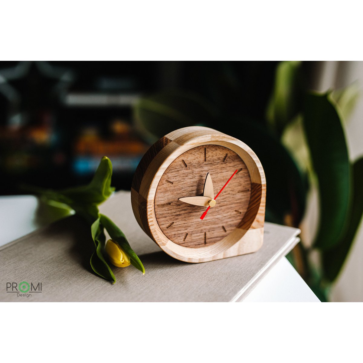 Reloj de madera, reloj de mesa de madera, reloj de escritorio, reloj moderno, reloj de madera, mini reloj