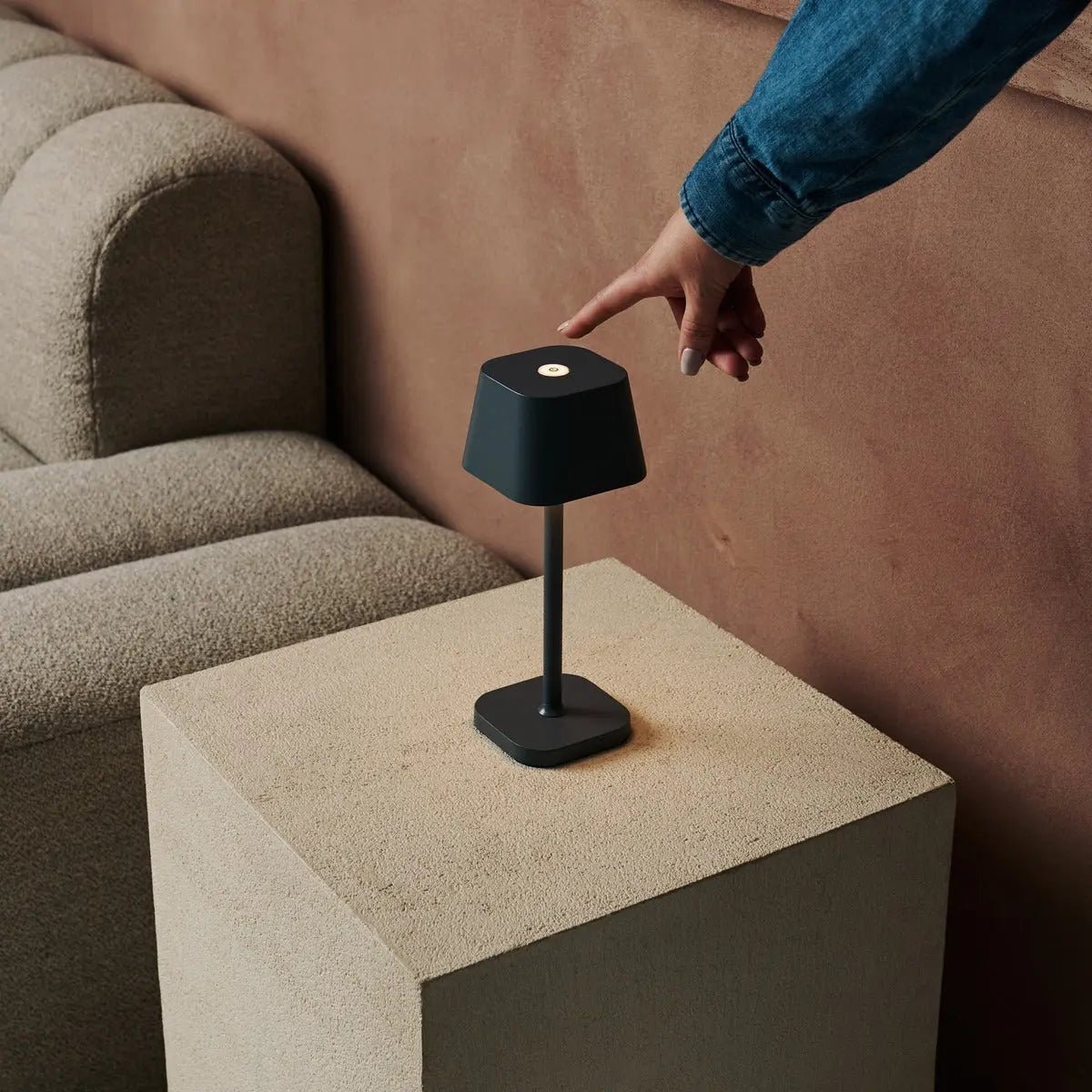 Ava Stone Grey Rechargeable Table Lamp