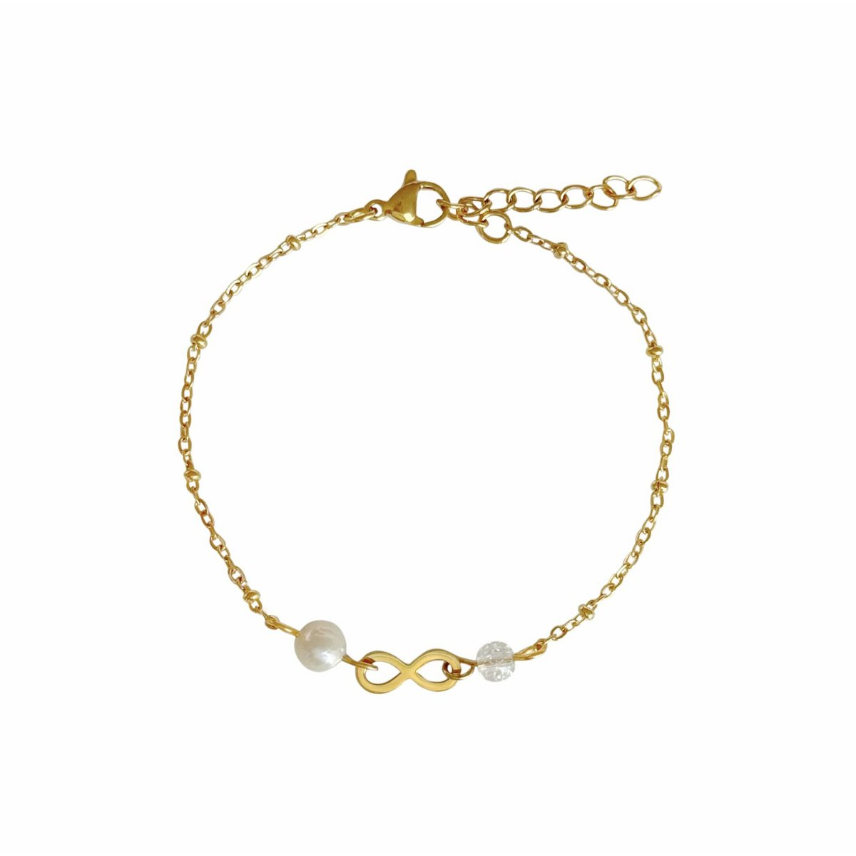 Infinity & Parel Armband - Goud