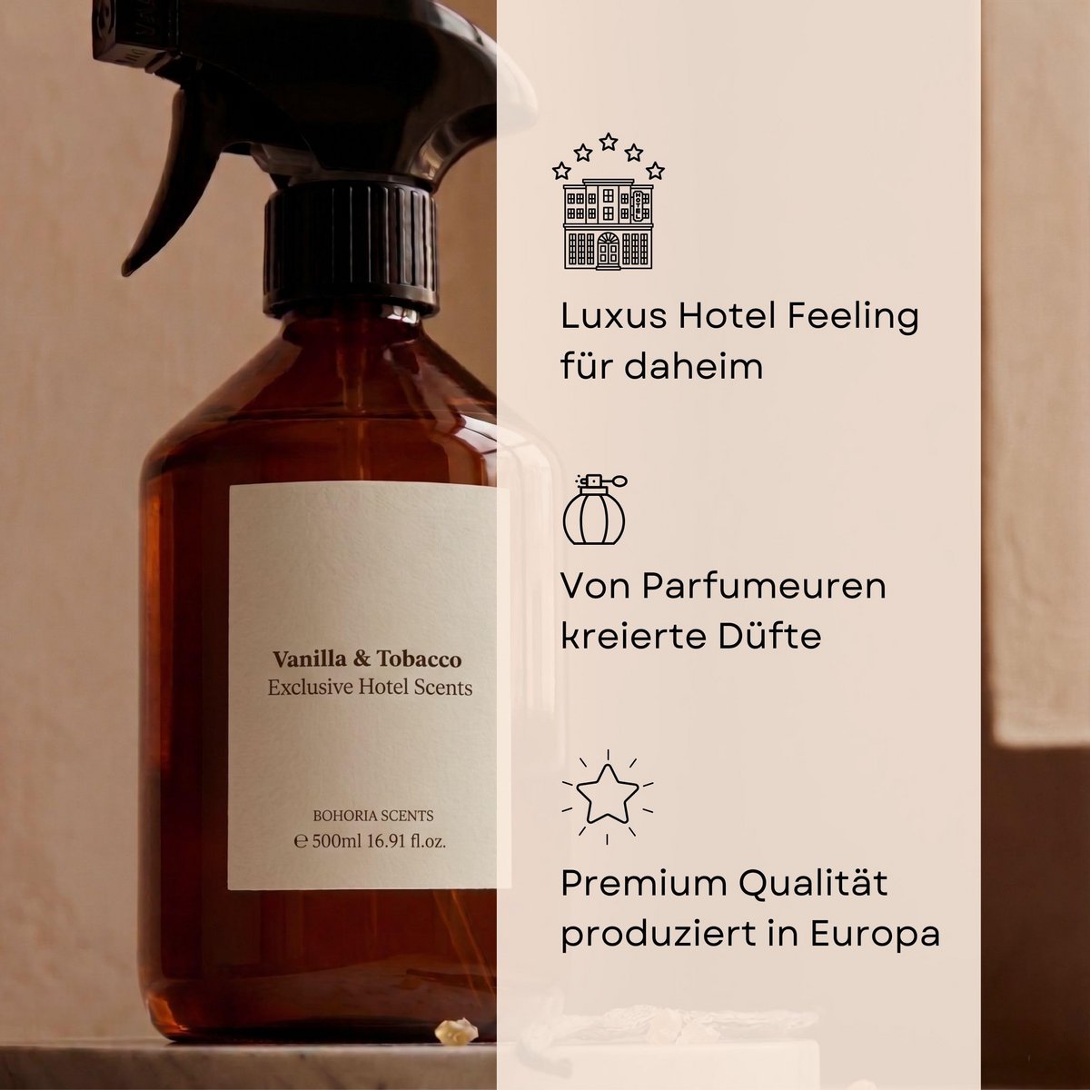 Room spray Vanilla & Tobacco 500ml vanilla, tobacco & cocoa