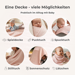 Pink 4 in 1 Muslin Baby Blanket