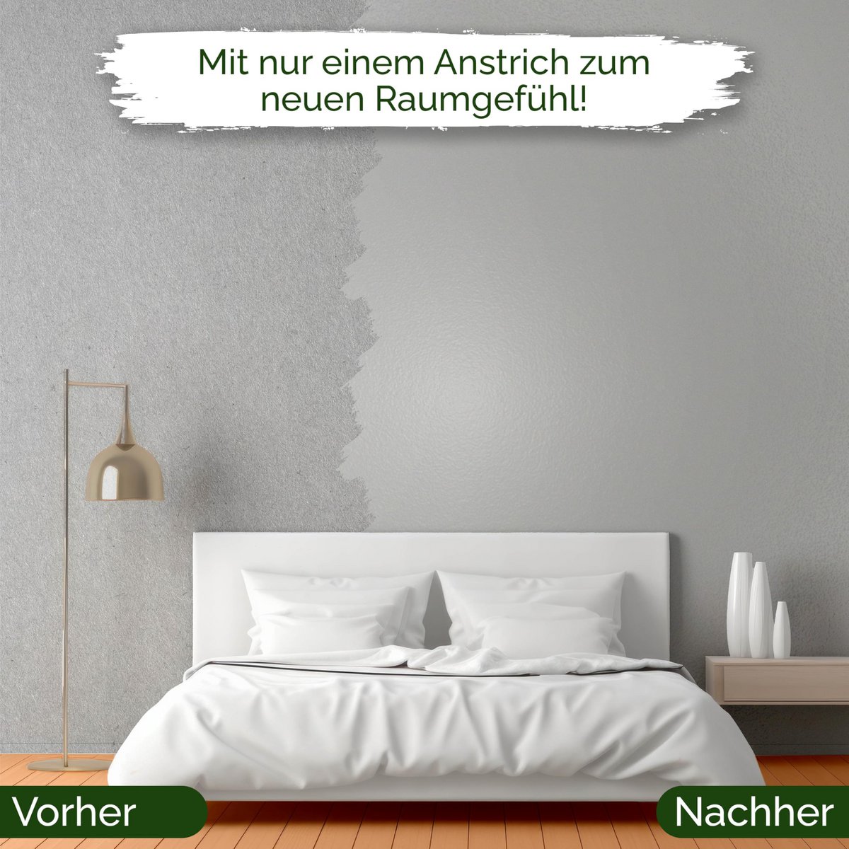 Veluxis® Wandfarbe Grau für den Innenraum - 2,5 Liter & Deckkraft-Klasse 1, Streifenfrei, tropfarm & Öko Farbe, VOC-frei - (Asian Noodles)