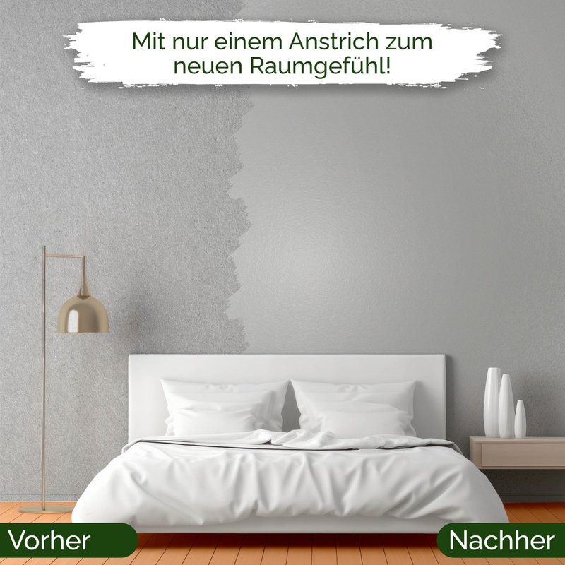 Veluxis® Wandfarbe Grau für den Innenraum - 2,5 Liter & Deckkraft-Klasse 1, Streifenfrei, tropfarm & Öko Farbe, VOC-frei - (Asian Noodles)