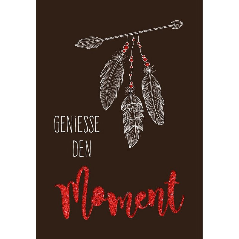 Carte de voeux papier deluxe "Profitez du moment" - plumes