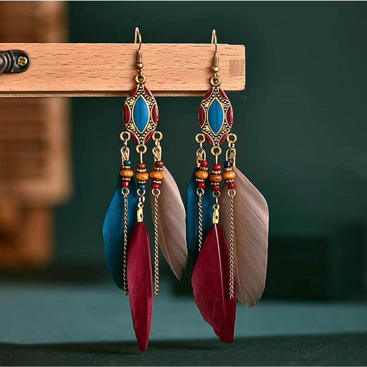 Kolczyki BOHO z piórkami (kolorowe)