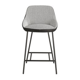 Hocker mit Stoff- und Kunstlederbezug