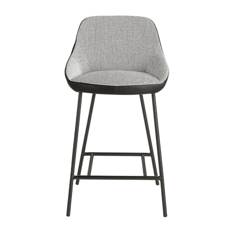 Hocker mit Stoff- und Kunstlederbezug